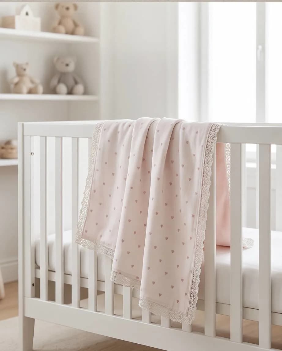 Batanie për Krevatin e Bebes me Motiv Zemrash — foto 1