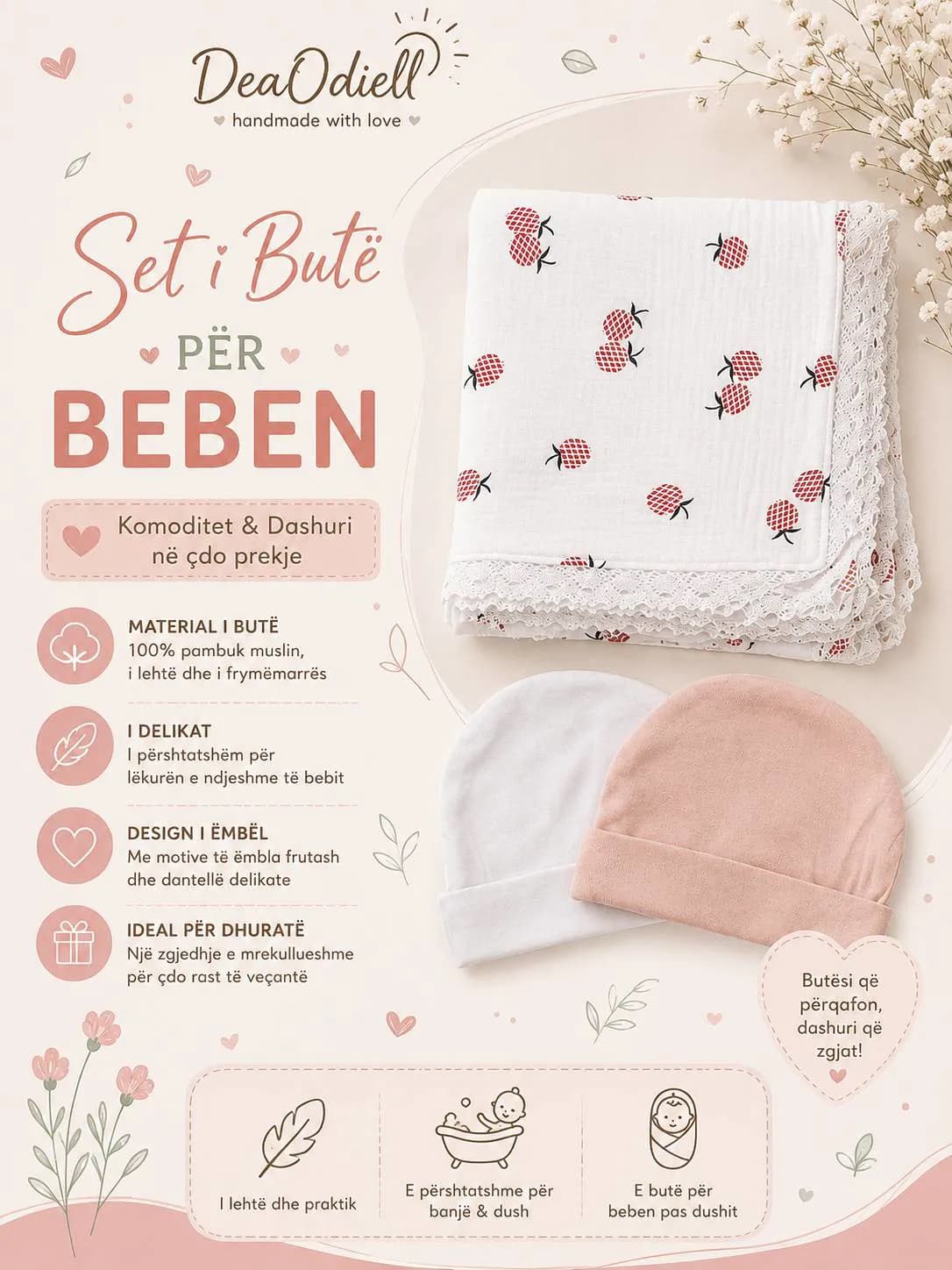 Set i Butë për Beben - kuverte , Kapele dhe peshqir — foto 1