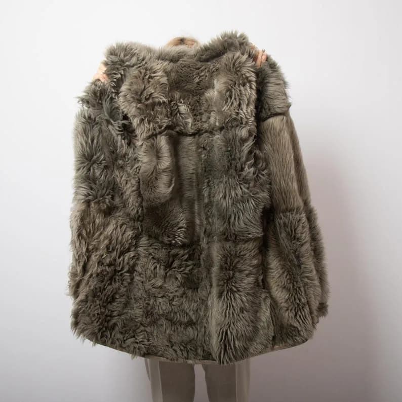 ORIGINAL Vintage Shearling Jacket Grey Oversize Suede — foto 3