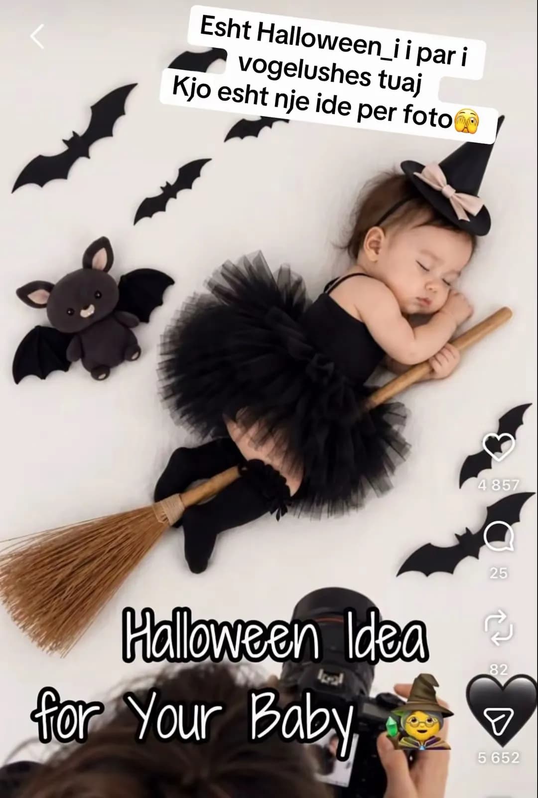 Kostum Halloween për Bebë - Shtrigë me Fshesë