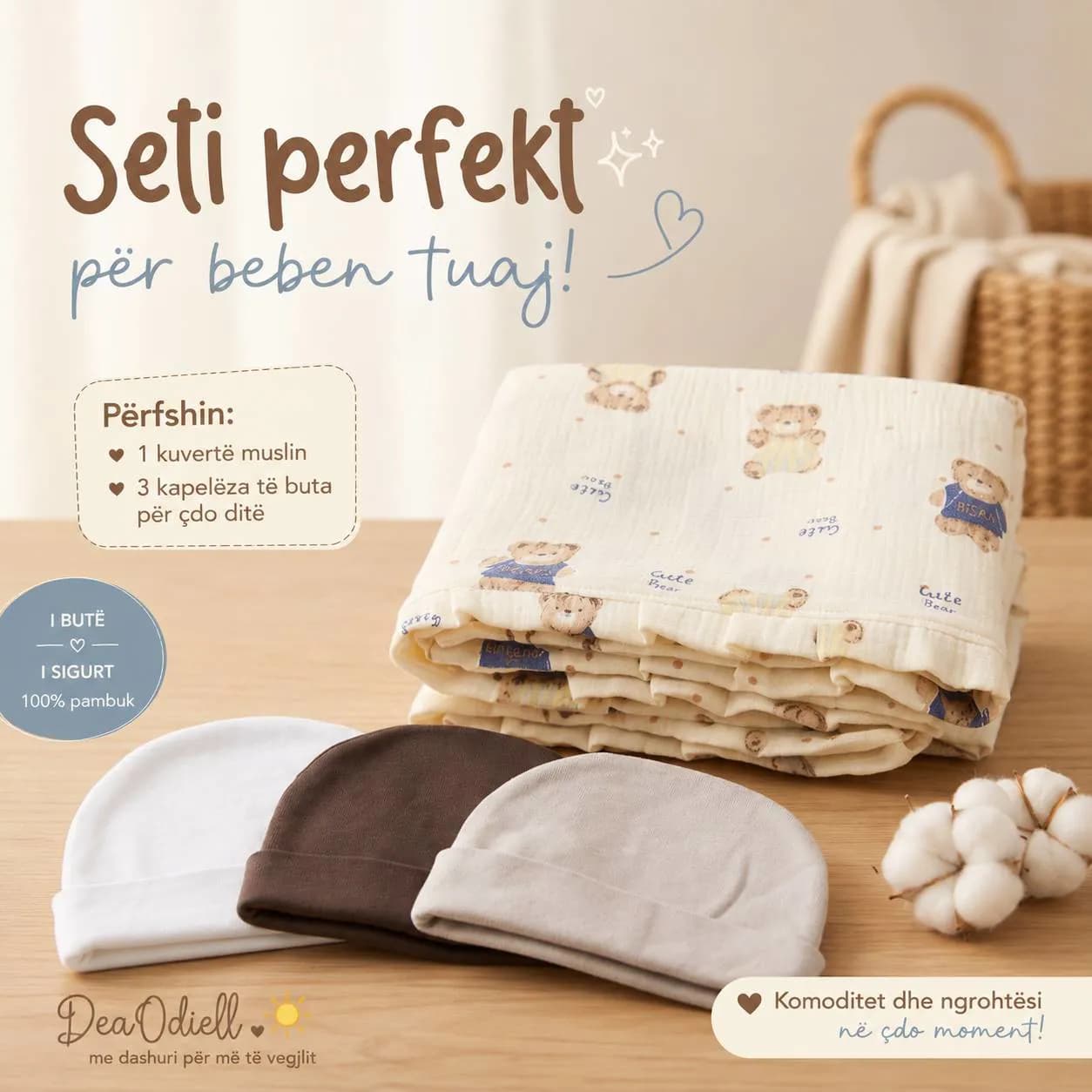 Seti perfekt për beben tuaj - Musline dhe kapele — foto 1