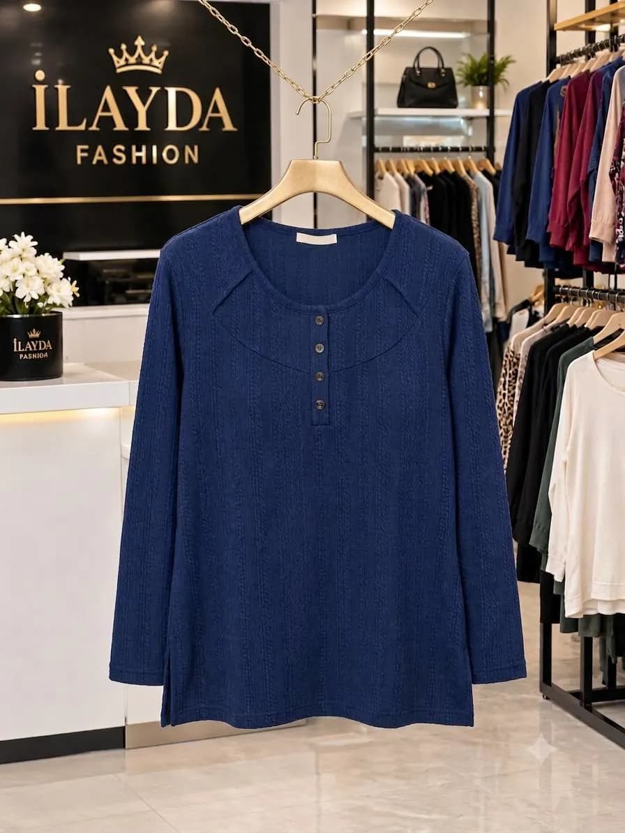 Bluzë Blu me kopsa - Koleksioni Ilayda Fashion — foto 1