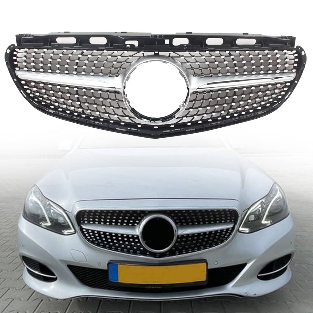 BENZ E-CLASS W212 2014-2016 DIAMOND GRILLE SILVER ORIGINAL LOGO