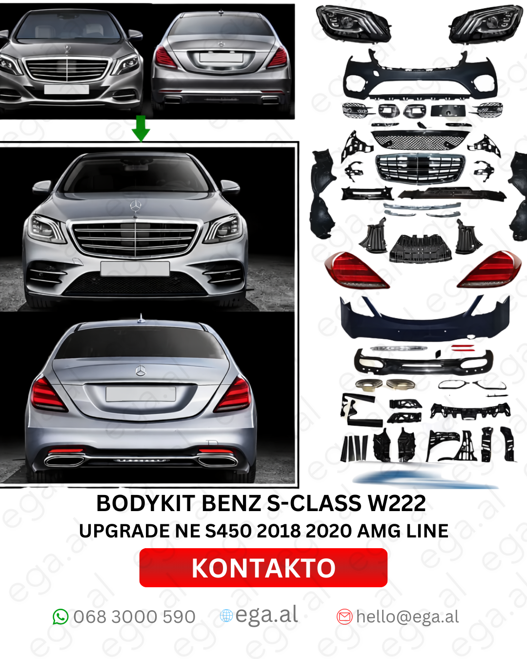 Bodykit Mercedes-Benz S-Class W222 (2014–2017) – Upgrade në S450 (2018–2020) AMG Line