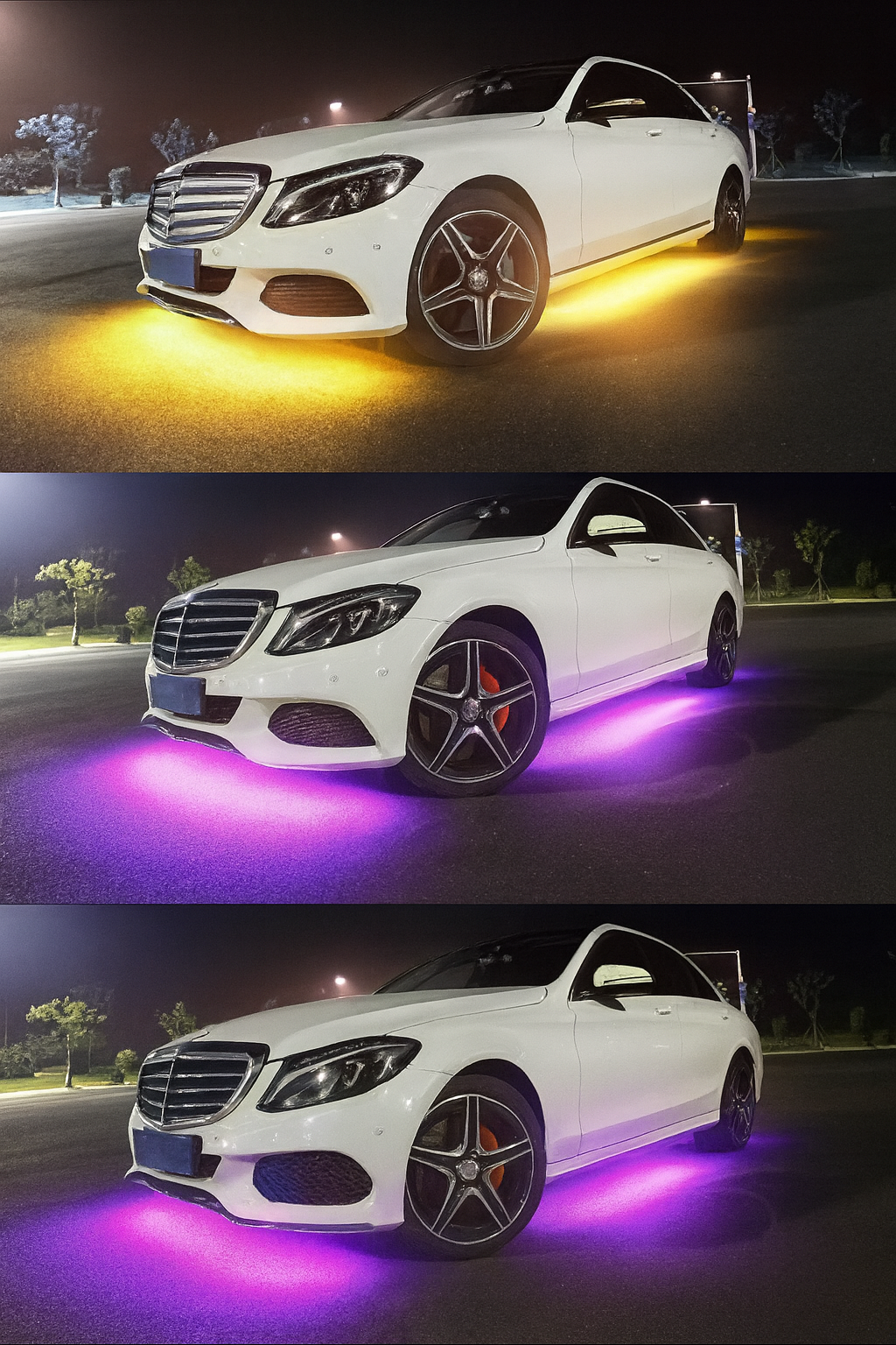 Drita RGB nën makinë me aplikacion dhe pult 